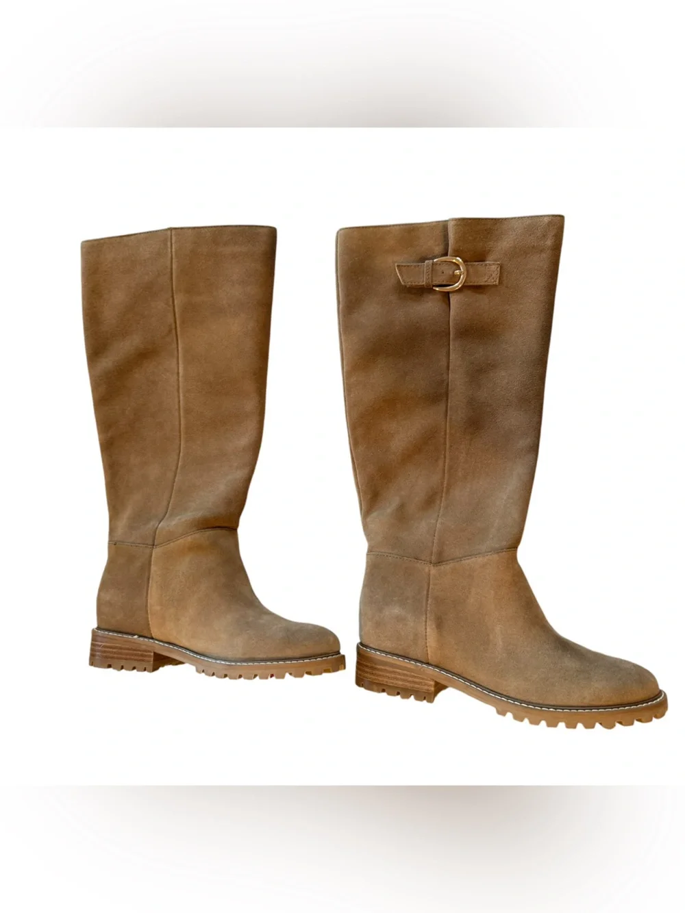 Steve Madden Leary Tan Suede Knee High Boots Size 8W Wide Calf